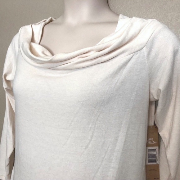 Rachel Roy Women's Soft Stretch-Knit Ruched Ivory Off The Shoulder Top Plus 1X - Picture 5 of 14